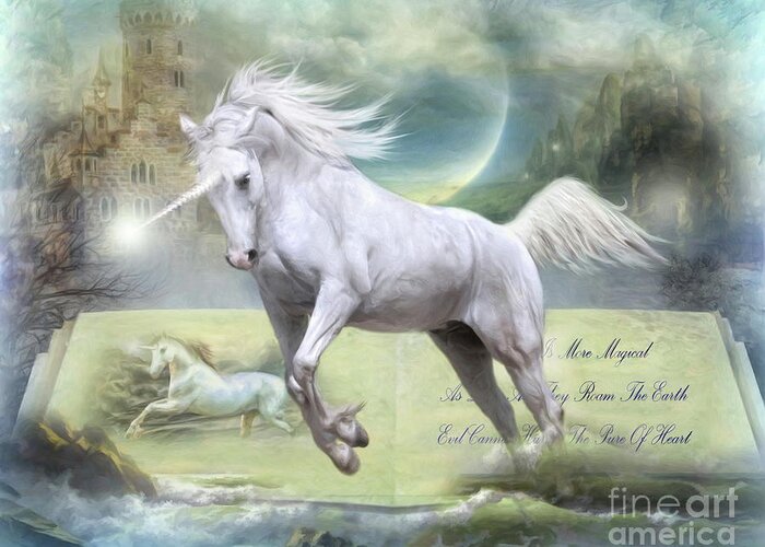 Unicorn Greeting Card featuring the digital art Pure Of Heart by Trudi Simmonds