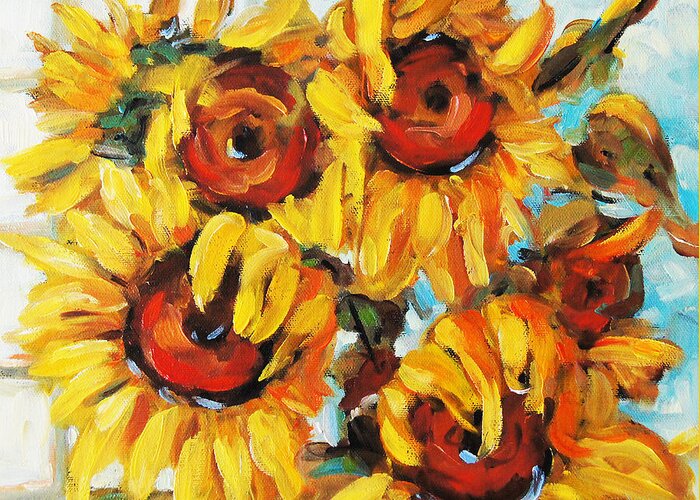 Floral Poppies Scene Greeting Card featuring the painting Pure Sunshine by Prankearts by Richard T Pranke