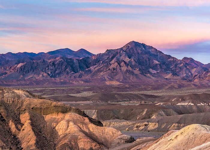 Death Valley Greeting Card featuring the photograph Purlpleish Desert Mountains by Rick Wicker