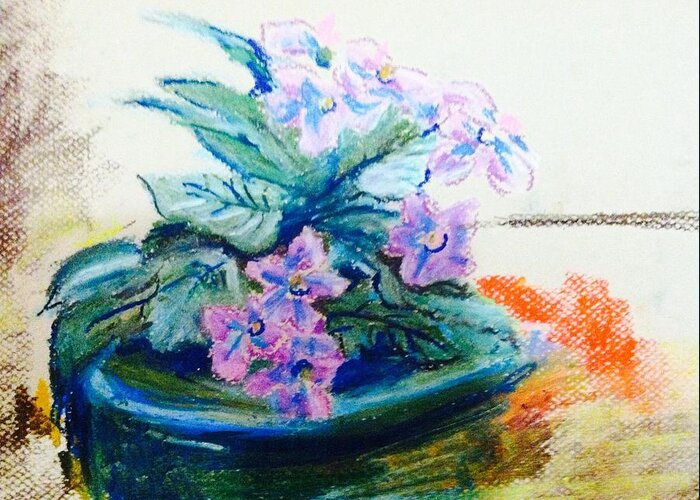  Greeting Card featuring the painting Purple African violet by Hae Kim