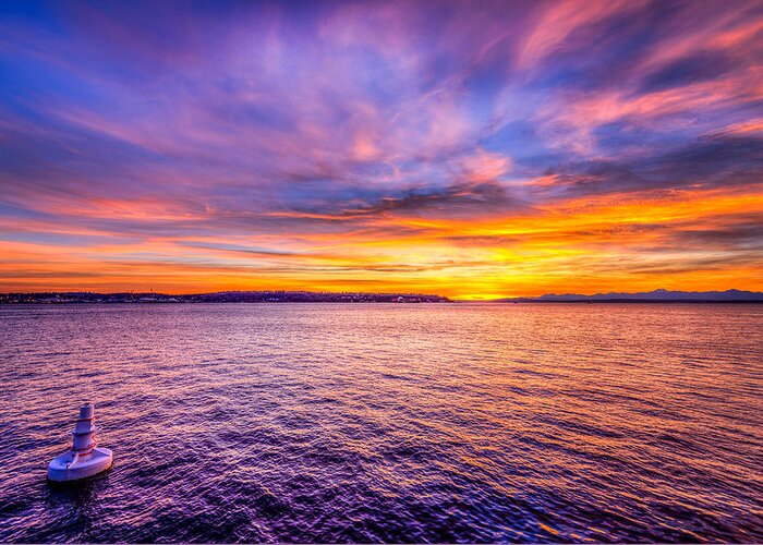 Seattle Greeting Card featuring the photograph Purple Haze Sunset by Spencer McDonald