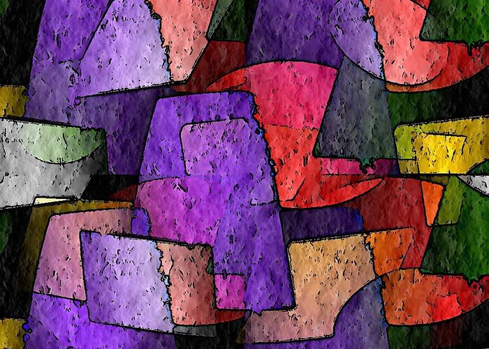 Abstract Greeting Card featuring the digital art Purple Layers of Abstract by Terry Mulligan