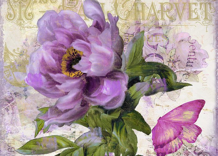 Purple Peony Greeting Card featuring the painting Purple Peony by Mindy Sommers