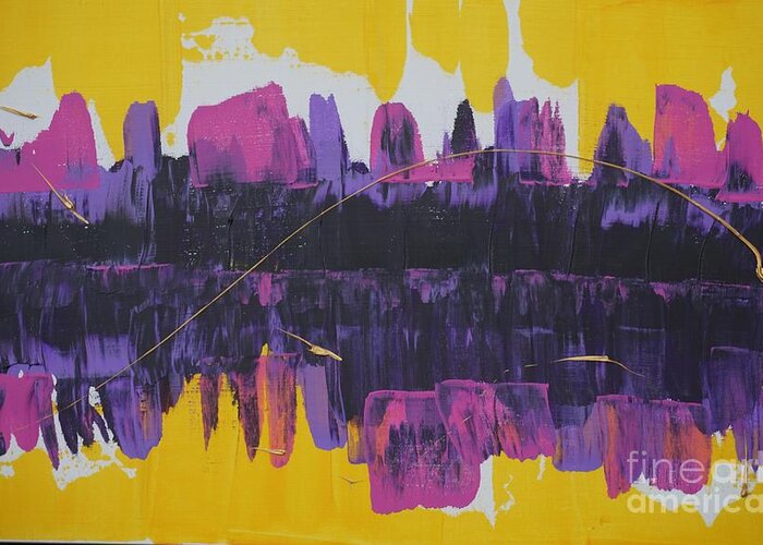 Abstract Greeting Card featuring the painting Purple Reflections by Jimmy Clark
