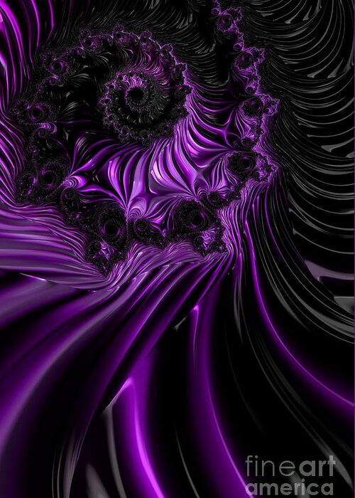 Fractal Abstract Greeting Card featuring the digital art Purple Satin Fractal by Ann Garrett