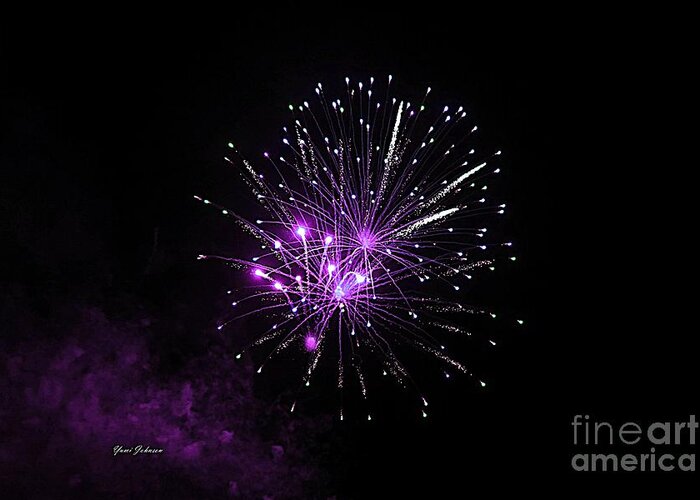 Fireworks Greeting Card featuring the photograph Purple sparkle in the Sky by Yumi Johnson