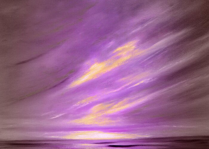 Sunset Greeting Card featuring the painting Purple Sunset by Gina De Gorna