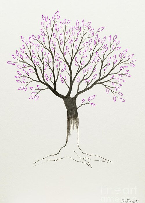 Tree Greeting Card featuring the painting Purple tree by Stefanie Forck