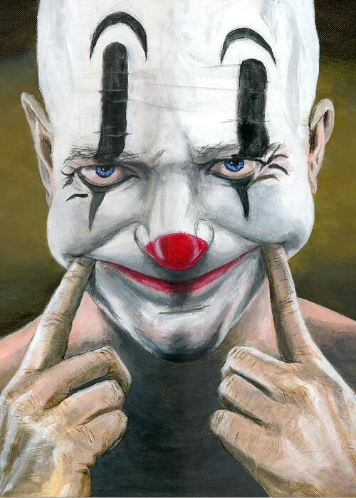 Clown Greeting Card featuring the painting Put on a Happy Face by Matthew Mezo