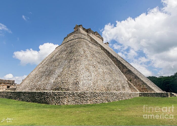Uxmal Mexico Pyramid Of The Magician Maya Greeting Card featuring the photograph Pyramid of the Magician by Jeffrey Stone