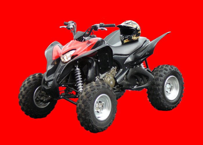 Quad Bike Greeting Card featuring the photograph Quad Bike and Helmet by Francesca Mackenney