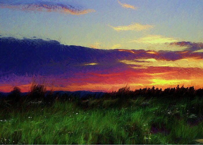 Sunset Greeting Card featuring the digital art Quebec Sunset by Scott Carlton