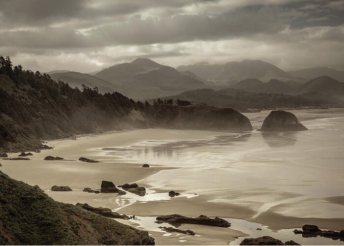 Cannon Beach Greeting Card featuring the photograph Quiet Along the Beach by Don Schwartz