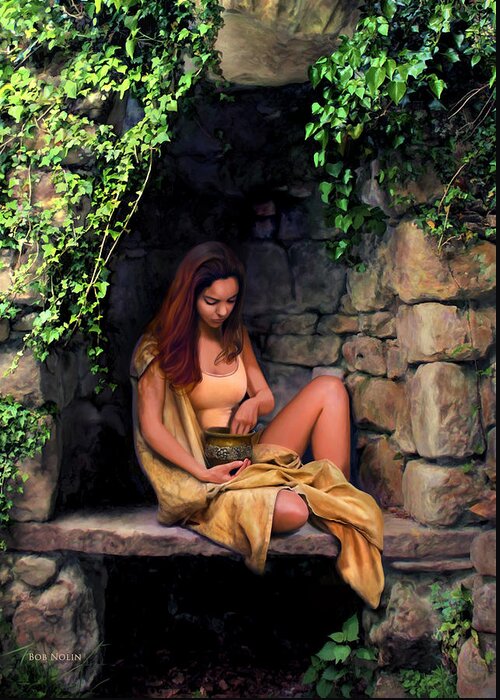 Slave Girl Greeting Card featuring the digital art Quiet Moment by Bob Nolin