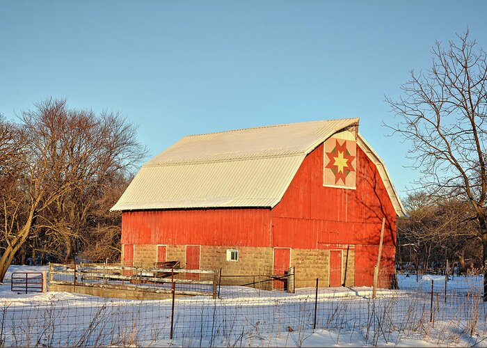 Barn Greeting Card featuring the photograph Quilted In Fayette by Bonfire Photography