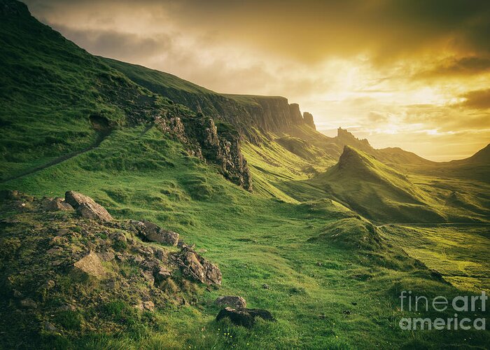 Landscape Greeting Card featuring the photograph Quiraing Landscape 1 by David Lichtneker