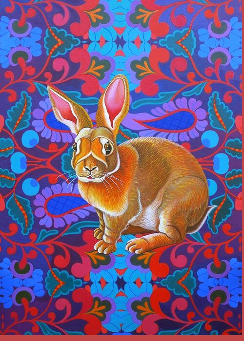 Rabbit Greeting Card featuring the painting Rabbit by Jane Tattersfield