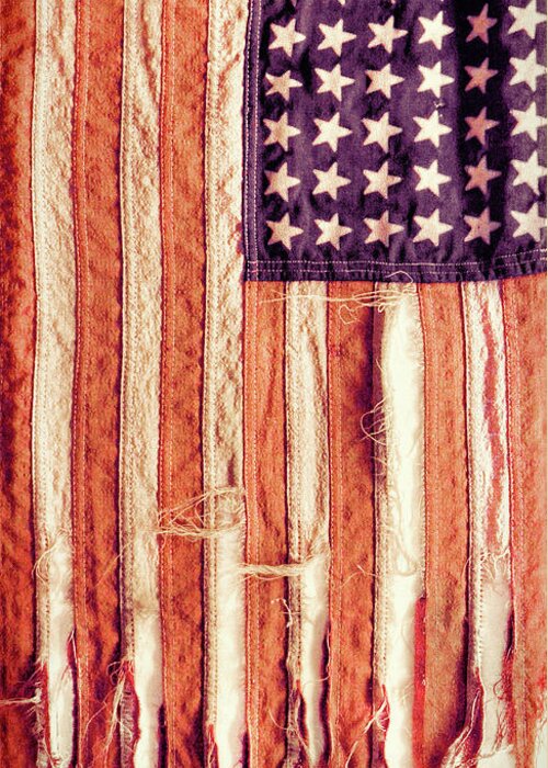 American Greeting Card featuring the photograph Ragged American Flag by Jill Battaglia