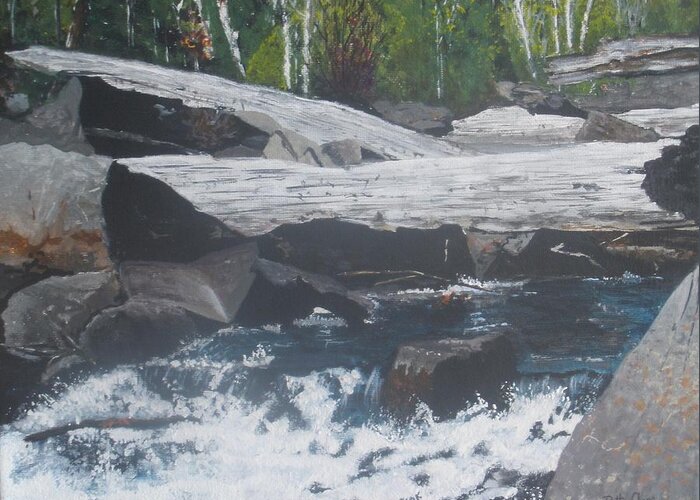 Landscape Greeting Card featuring the painting Ragged Falls by Betty-Anne McDonald