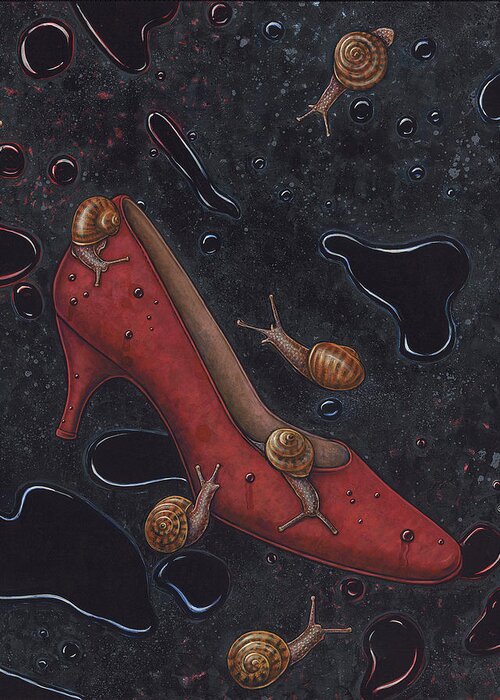 Shoe Greeting Card featuring the painting Rain by Holly Wood