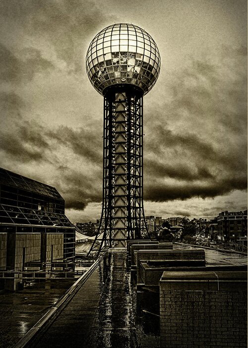 Knoxville Greeting Card featuring the photograph Rain on the Sunsphere by Sharon Popek