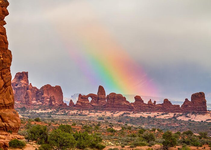 Rainbow Greeting Card featuring the photograph Rainbow Down by James BO Insogna