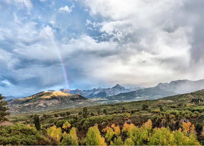 Art Greeting Card featuring the photograph Rainbow in the San Juan Mountains by Jon Glaser
