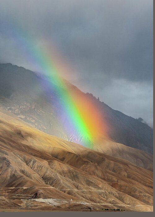 Rainbow Greeting Card featuring the photograph Rainbow, Kaza, 2008 by Hitendra SINKAR