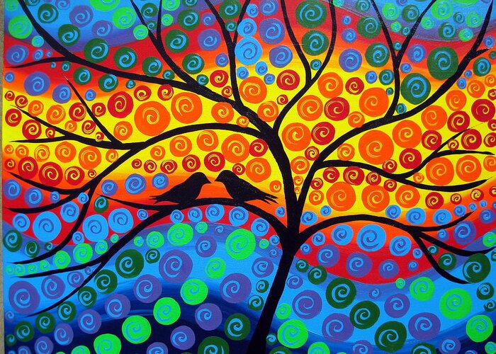 Tree Painting Greeting Card featuring the painting Rainbow Tree by Cathy Jacobs