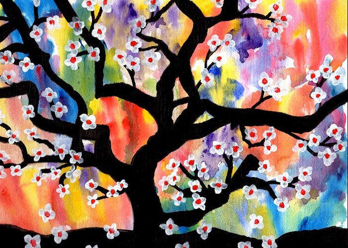 Rainbow Tree Greeting Card featuring the painting Rainbow Tree by Connie Valasco