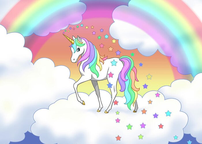 Rainbow Unicorn Clouds and Stars Greeting Card for Sale by Crista Forest