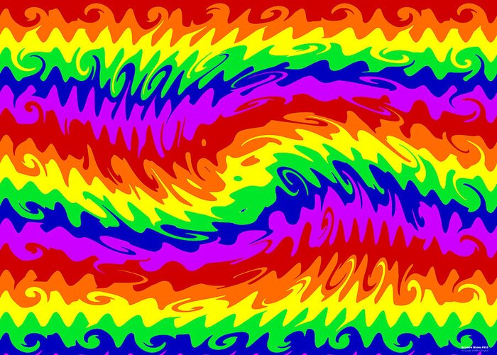 Lgbt Greeting Card featuring the digital art Rainbow Waves #855 by Brian Gryphon