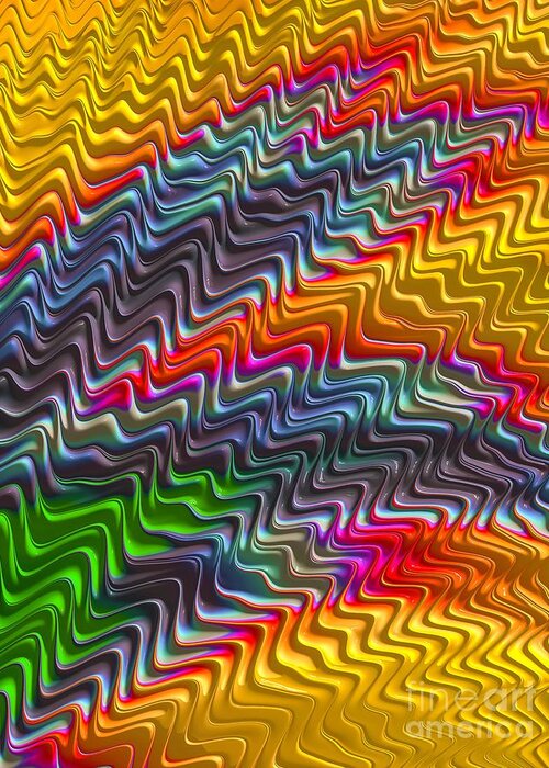 Rainbow Abstract Greeting Card featuring the digital art Rainbow Waves by John Edwards