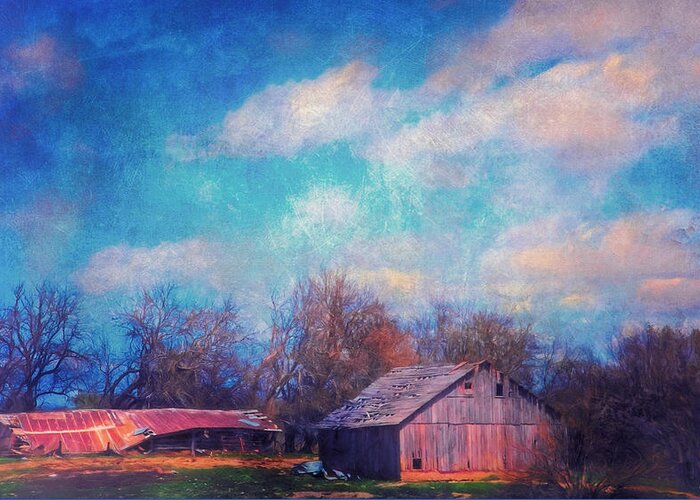 Barn Greeting Card featuring the photograph Ramshackle Barns by Anna Louise