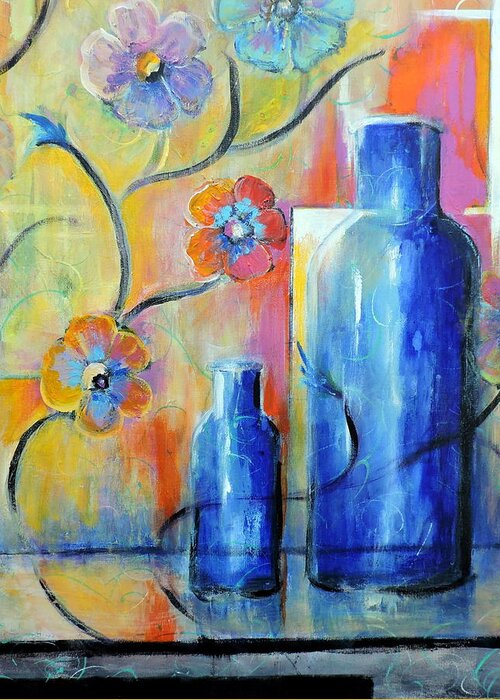 Still Life Greeting Card featuring the painting Ray's Blue by Jodie Marie Anne Richardson Traugott     aka jm-ART