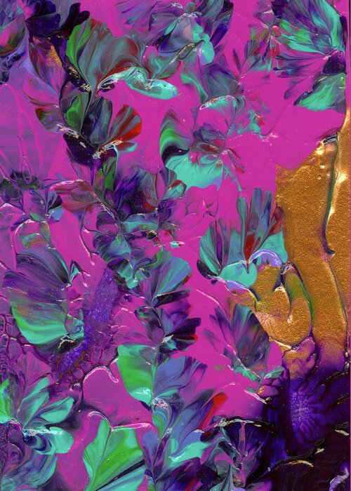 Original Fine Art Painting Greeting Card featuring the painting Razberry Ocean of Butterflies by Nan Bilden