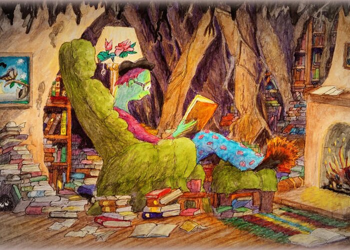 Reading Greeting Card featuring the painting Reading is Magic pg 1 by Matt Konar