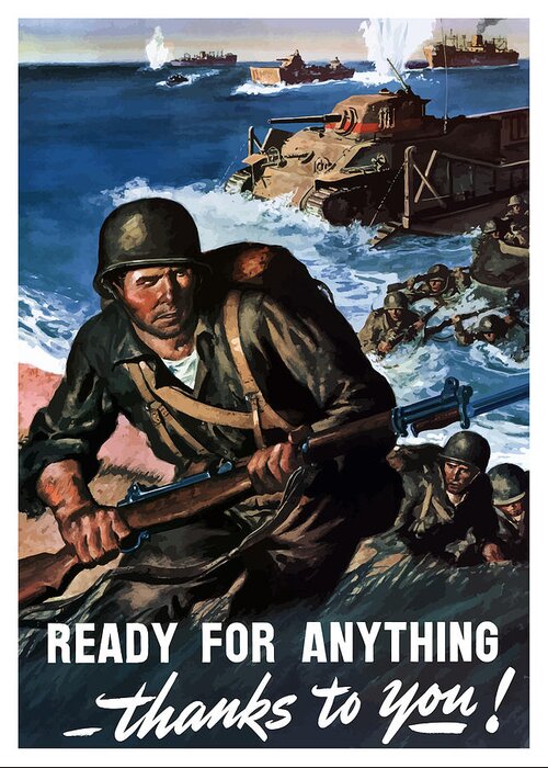 Soldiers Greeting Card featuring the painting Ready For Anything - Thanks To You by War Is Hell Store