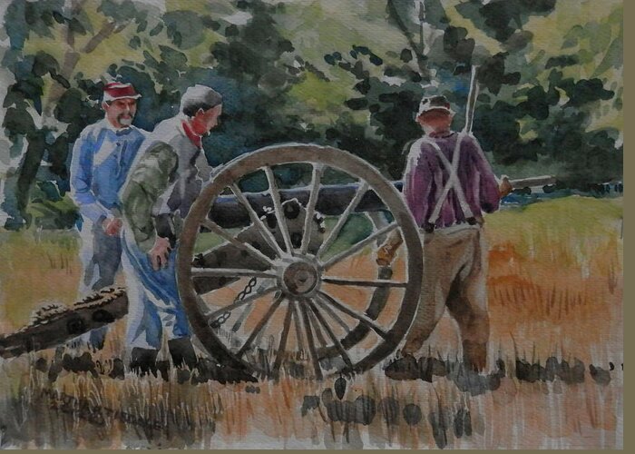 Landscape Greeting Card featuring the painting Readying the Cannon by Martha Tisdale