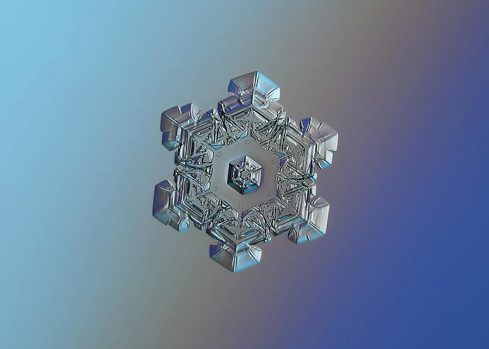 Snowflake Greeting Card featuring the photograph Real snowflake - 05-Feb-2018 - 6 by Alexey Kljatov