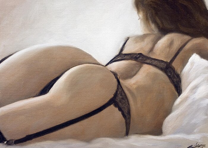 Sensual Greeting Card featuring the painting Rear view III by John Silver