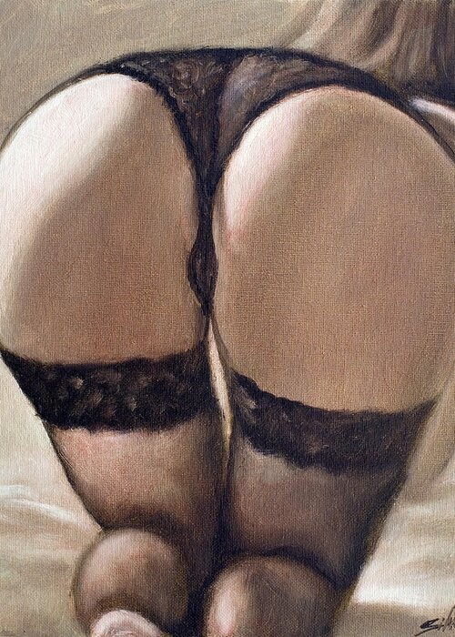 Sensual Greeting Card featuring the painting Rear view IV by John Silver