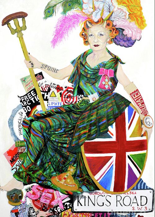 Vivienne Westwood Greeting Card featuring the painting Rebel with a cause by Michelle Deyna-Hayward