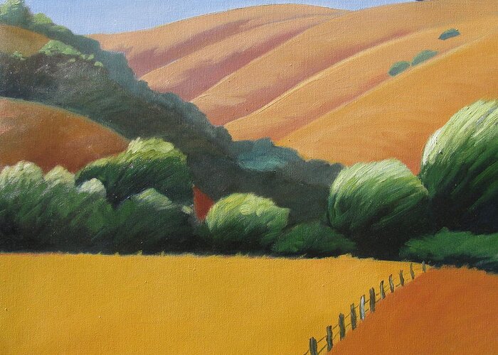 California Hills Greeting Card featuring the painting Receeding Hills by Gary Coleman