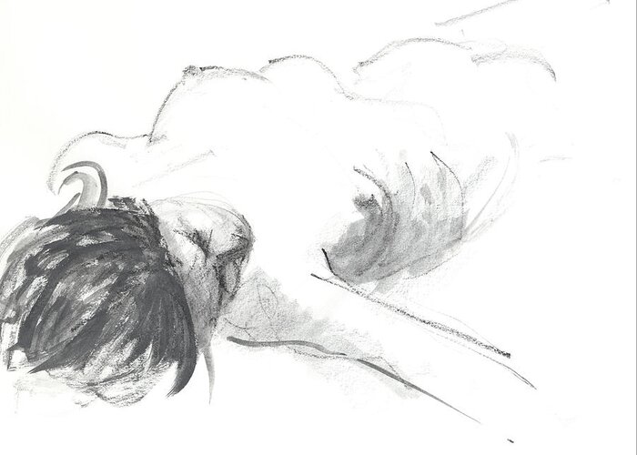 Drawing Greeting Card featuring the drawing Reclining Figure by Chris N Rohrbach