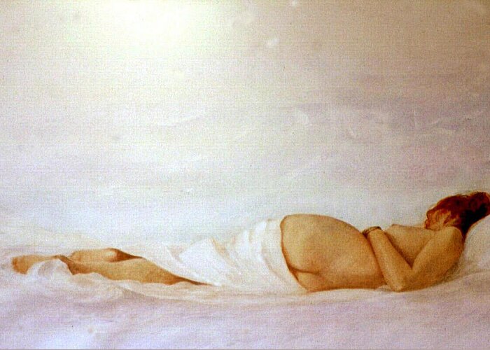 Reclining Nude Greeting Card featuring the painting Reclining Nude 2 by David Ladmore