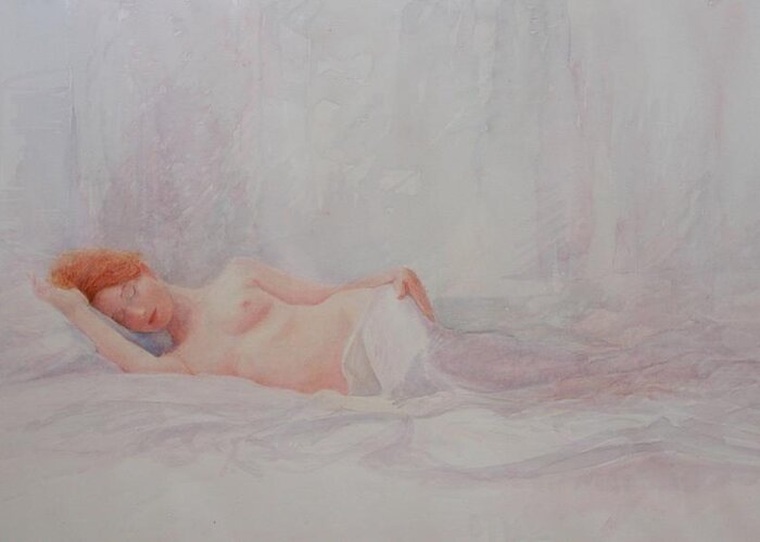 Reclining Nude Greeting Card featuring the painting Reclining Nude 4 by David Ladmore