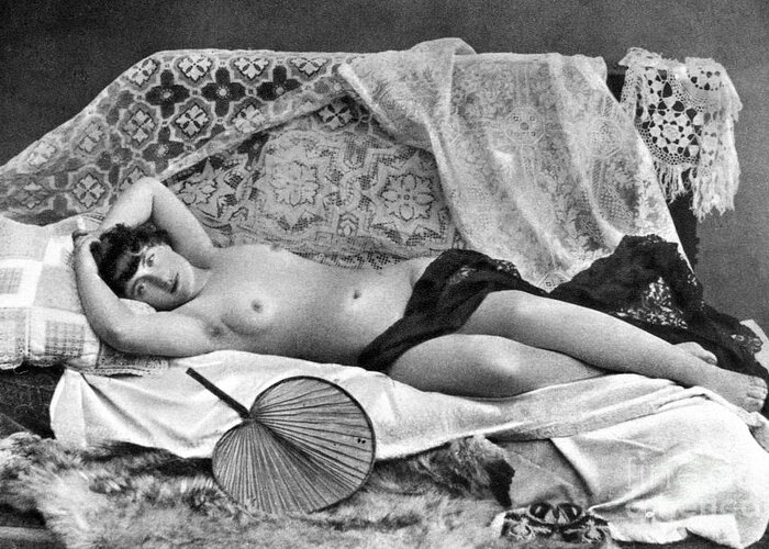  Greeting Card featuring the painting RECLINING NUDE, c1890 by Granger