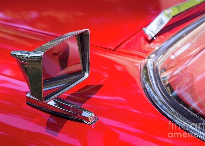 Chrome Greeting Card featuring the photograph Rectangular car mirror by Les Palenik