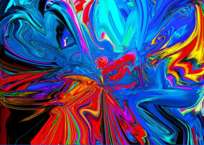 Original Modern Art Abstract Contemporary Vivid Colors Greeting Card featuring the digital art Red and Blue by Phillip Mossbarger